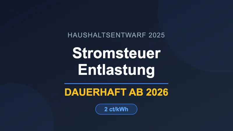 Haushaltsentwurf 2025: Stromsteuerentlastung 20 €/MWh umgesetzt